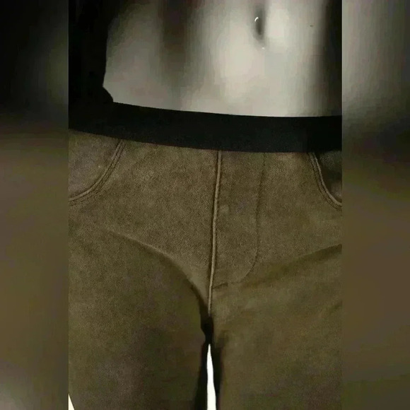 HELMUT LANG Tan Grey Distressed Lambskin Leather Skinny Legging Pants 8US Medium - Picture 6 of 8